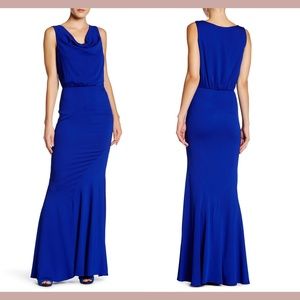 NWT‎ $445 Nicole Miller Cowl Neck Seamed Gown in Royal Blue [SZ 12 ]